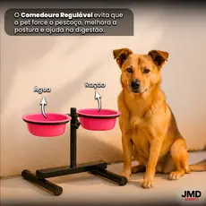 Tigelas Duplas Para Cachorro Com Suporte Regulável Ideal Para Alimentação Confortável Sem Forçar Pescoço