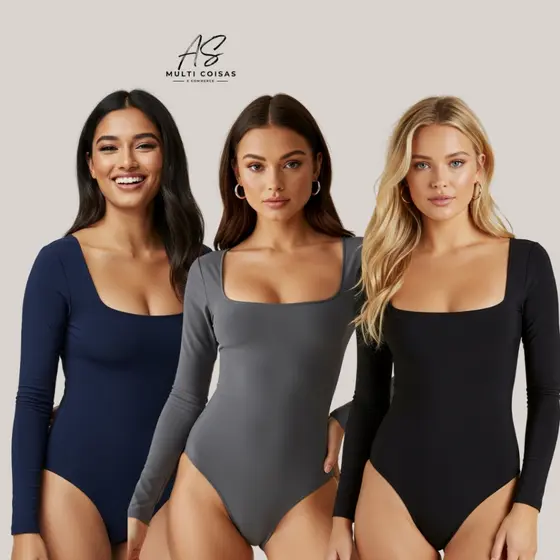 Kit 3 Body Gola Quadrada - Básica Lisa Simples Casual Dia a Dia Moderna Justa