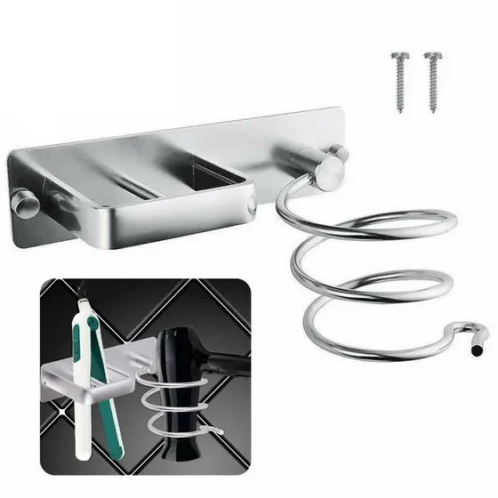 Suporte De Secador De Cabelo Organizado Rack Fixado Na Parede Alisador Prateleira Do Banheiro Prateleiras Armazenamento