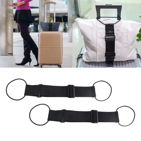2 Pçs Alça De Bagagem Senha Ajustável Empacotamento Embalagem Cinto Viagem Segurança Carry On Cintas Saco Acessórios Práticos