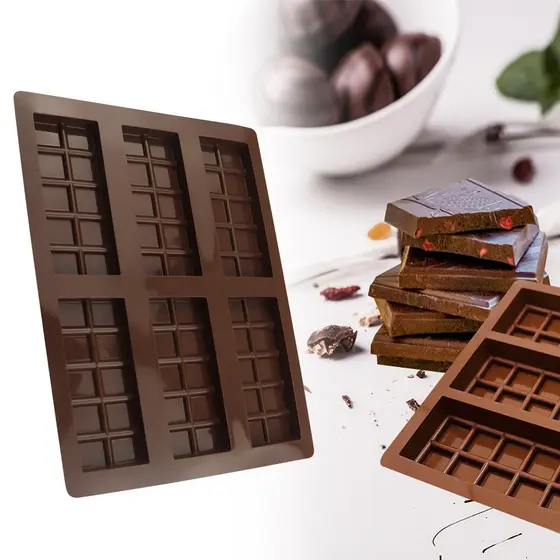 1 Pçs Moldes Quadrados De Barra De Chocolate Silicone 6 Cavidade Para Doces Cera Derrete Bonito Tamanho De Bolso Molde Caseiro DIY