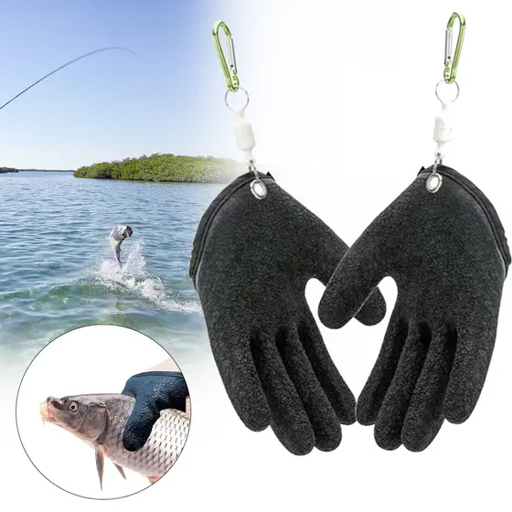 1 Par Luvas De Pesca Antiderrapante Proteger A Mão De Arranhões De Punção Pescador Profissional Pegar Peixe Látex
