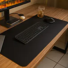 Deskpad Couro Preto 70x30cm Antiderrapante Costura Premium Alta Qualidade Mouse Pad Ergonômico