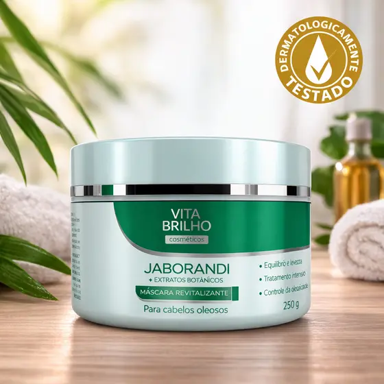 Vita Brilho Creme Profissional Jaborandi + Extratos Botânicos 250g Nutre e Fortalece os Cabelos Banho de Brilho