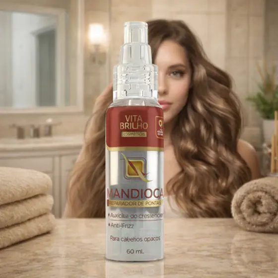 Reparador de Pontas Mandioca 60ml Tratamento Diário para Cabelos Quebradiços