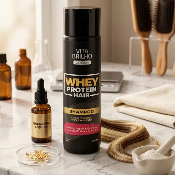 Shampoo Whey Protein Hair 300ml Vita Brilho Profissional Fortalecimento, Nutrição e Hidratação Capilar