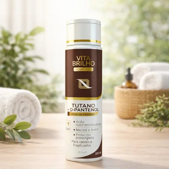 Creme de Pentear Vita Brilho Tutano + D-Pantenol 300ml Profissional Hidratação Nutrição e Brilho Intenso