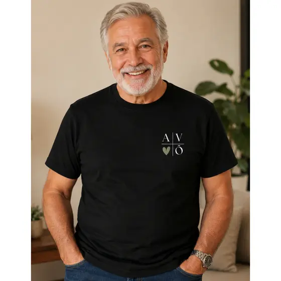 Camiseta Básica Masculina 100% Algodão Presente Dia Dos Pais Avô Coração