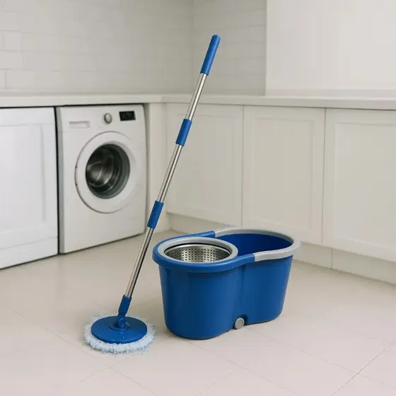 Mop Giratório 360º com Balde Duplo Esfregão Rodo Limpeza Limpar Casa Banheiro Chão Piso Graus