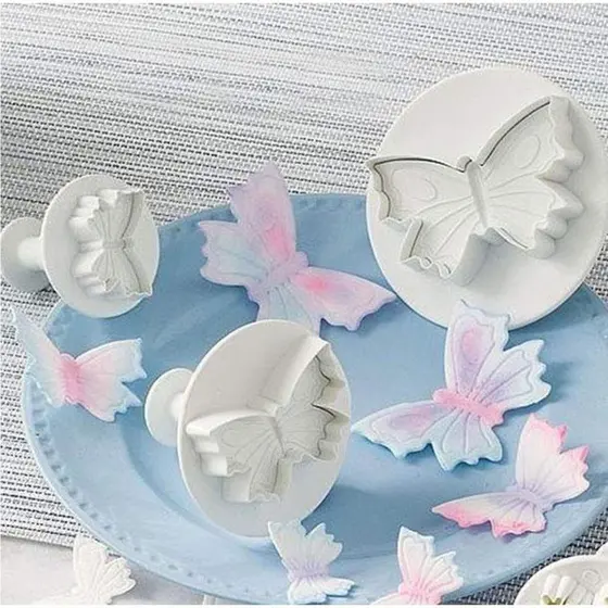 Kit Cortador Ejetor Borboleta / Mariposa C/3 para Biscuit e Pasta Americana