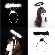 G Tiara Anjo Branco ou Preto Carnaval Festa Fantasia 1 peça