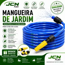Mangueira de Jardim Reforçada Lisa Flexível PVC com Esguicho e Engates 7 10 15 20 25 30 50 Metros JCN FLEX