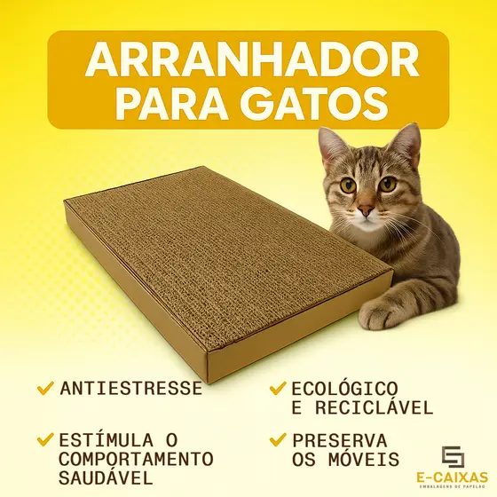 Arranhador para Gatos Papelão Reforçado | Anti Estresse | Protetor de Sofá | Brinquedo Natural