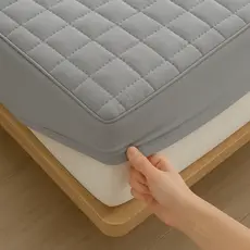 Protetor para Colchão impermeável Cama Casal Padrão Cinza Branco com Elástico