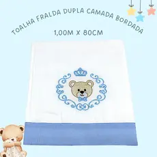 Toalha de Bebê Bordada Azul Bebê Tecido Fralda Algodão Macio Duplo - Lumana