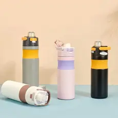 Garrafa térmica Squeeze inoxidável 580ml boca larga  Para Academia Sport Escola