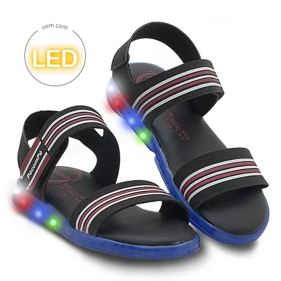 Sandália Masculina Papete Infantil Menino Com Luzes De Led Pé com Pé
