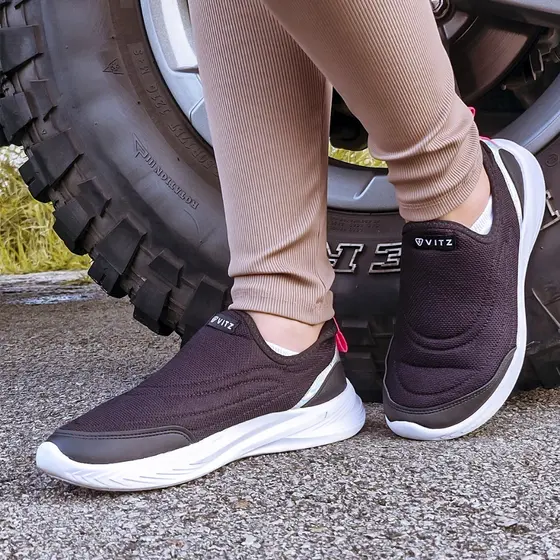 Tênis Feminino Infantil Pé com Pé Calce Fácil Preto/Pink - Conforto e Modernidade Para o Dia a Dia