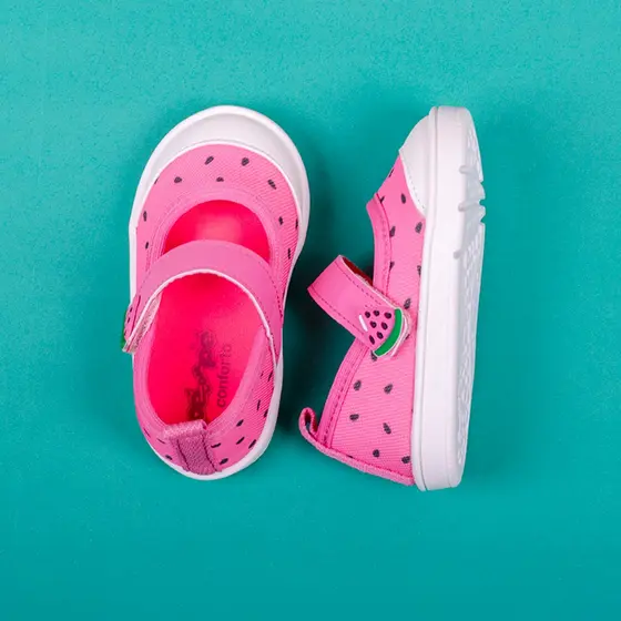 Sapatilha Infantil Pink Pé com Pé com Estampa de Melancia