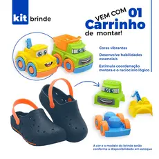 Sandália Injetada Infantil Menino Marinho/Laranja + Brinde