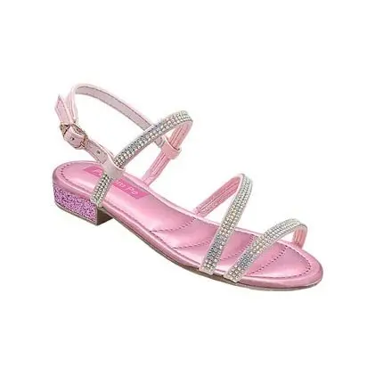 Sandália Infantil Menina Rosa Cristal Brilho Rasteirinha