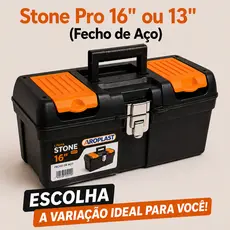 Maleta de Ferramentas Stone Pro com Fecho de Aço – 13” ou 16” Arqplast Preta e Laranja
