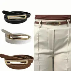 Cinto Feminino Fivela Dourada Fino Preto Marrom Branco Para Vestidos Calças e Shorts