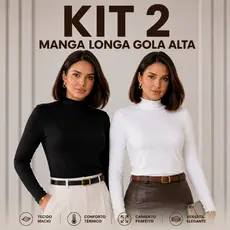 Kit 2 Blusa Feminina Manga Longa Viscolycra Segunda Pele Básica Cacharrel Confortável