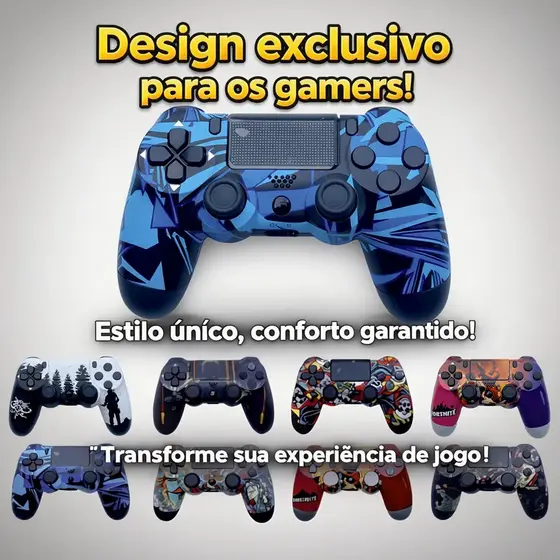 Controle Premium Sem Fio Temático Camuflagem para PS4 com Funções Especiais