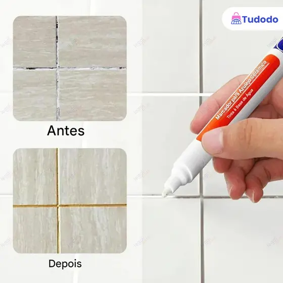 Caneta Rejunte Impermeável Anti-Mofo - Reparadora Permanente Branca para Áreas Molhadas