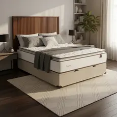Cama Box Baú com Colchão de Molas Ensacadas Pillow Top Supreme Lux Casal 138cm