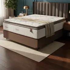Cama Box com Colchão de Molas Ensacadas Pillow Top Supreme Lux Casal 138cm