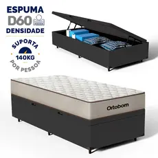 Cama Box Baú com Colchão de Espuma D60 Ortobom Force Dream Solteiro 88cm