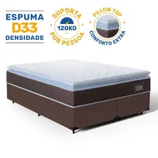 Cama Box com Colchão de Espuma D33 Pillow Top Comfort Luxo King 193cm