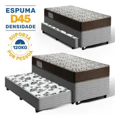 Cama Box Bicama + Colchão de Espuma D45 Solteiro Ortobom ISO 150 + Auxiliar de Molas Solteiro 88cm