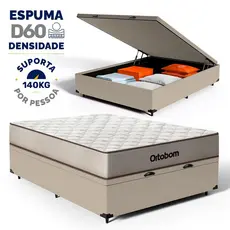 Cama Box Baú com Colchão Espuma D60 Ortobom Force Dream Casal 138cm