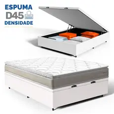 Cama Box Baú com Colchão de Espuma D45 Pillow Top Ortopédico Domo Casal 138cm
