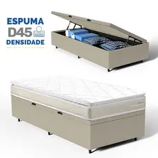 Cama Box Baú com Colchão de Espuma D45 Pillow Top Ortopédico Domo Solteiro 88cm