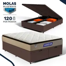 Cama Box Baú com Colchão Gazin de Molas Ensacadas Pillow Top Air Pro Queen 158cm
