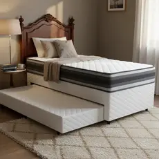 Cama Box com Colchão de Espuma D45 Double Face Territory Hellen + Auxiliar de Espuma Solteiro 88cm