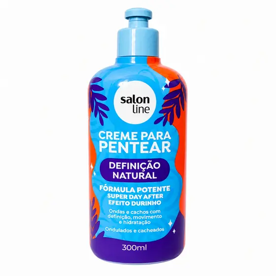 Salon Line Creme Para Pentear Definição Natural 300ml Cachos Ondulados Super Day After Antifrizz