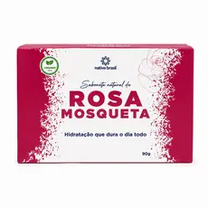 Sabonete Natural Rosa Mosqueta 90g Vegano Hidratante Nativa Brasil Limpeza Facial e Corporal
