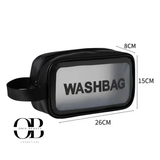 Necessaire Washbag Tamanho Médio Transparente para Transporte de Maquiagem e Viagem