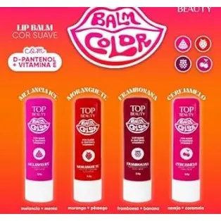 Balm Colors Top Beauty batons labiais com cheirinho melancia ice, cerejamelo, frambonana, moranguete