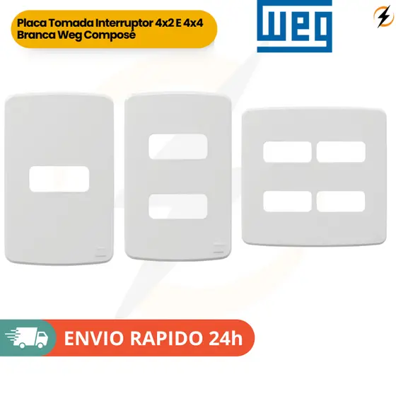 Placas Tomada Espelho Linha Composé Weg Branca 4x2 E 4x4 (1 2 3 E 4 Postos)