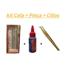 Cílios New Show Tufo 10mm + Cola Salon Pro Exclusives + Pinça P/Cílios (S16)