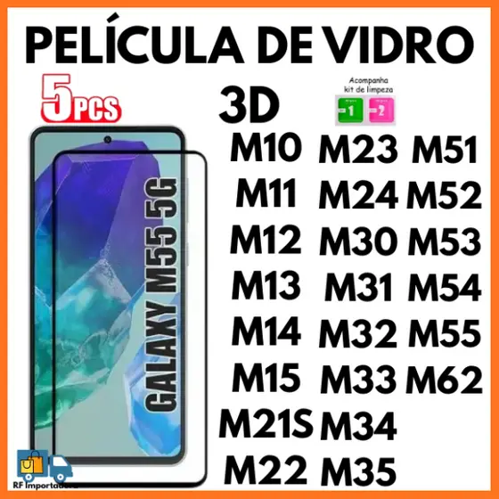 Película De Vidro 3D Temperado Para Samsung M10 M11 M12 M13 M14 M15 M21S M22 M23 M30 M31 M32 M33 M35 M51 M52 M53 M54 M55