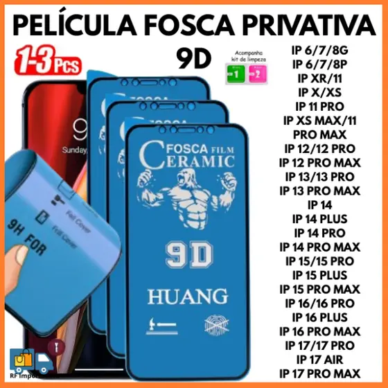 Película Fosca Privativa Matte Flexível Anti Spy Para Iphone 7/8G 7/8 PLUS XR XS XS MAX 11 12 13 14 15 16 17 PRO MAX