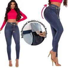 Calca Jeans Levanta Bumbum com Bundex Cintura Alta Modeladora com Lycra
