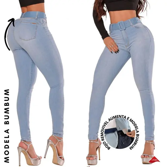 Calça Jeans Feminina Skinny C/Cinto Encapado Clara-Divas-5102